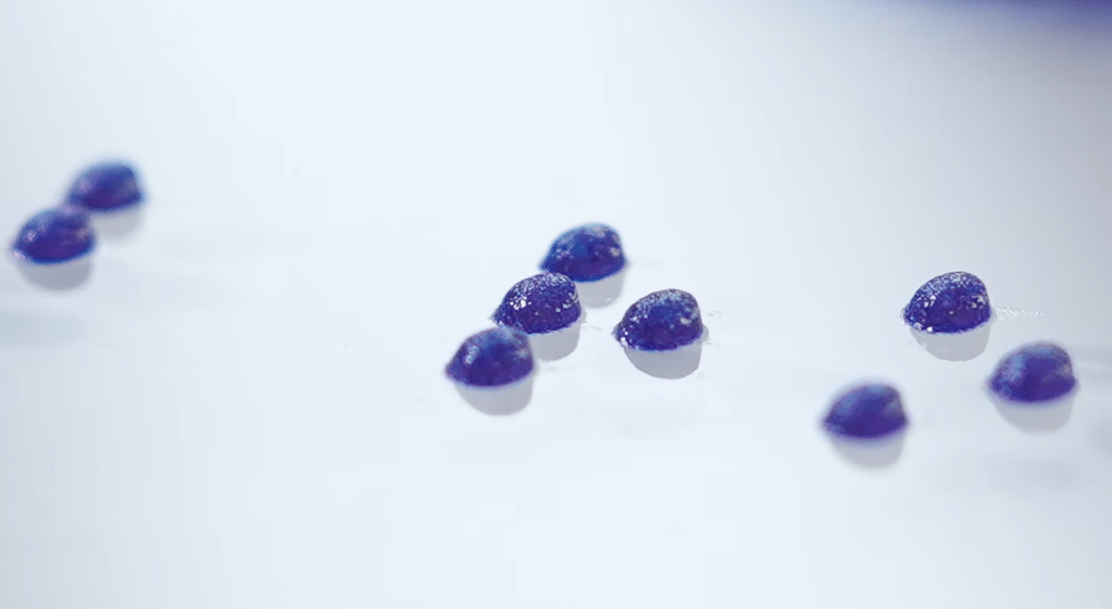 Ink droplet stacking to create a Braille effect on the Epson SureColor V4000 UV Flatbed Printer.